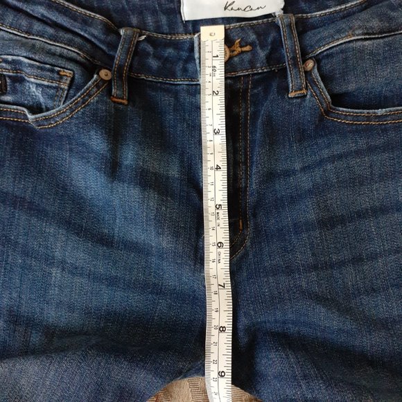 Kancan Dark Wash Distressed and Fringed Ankle Jeans - Size 5/26L - Picture 4 of 12